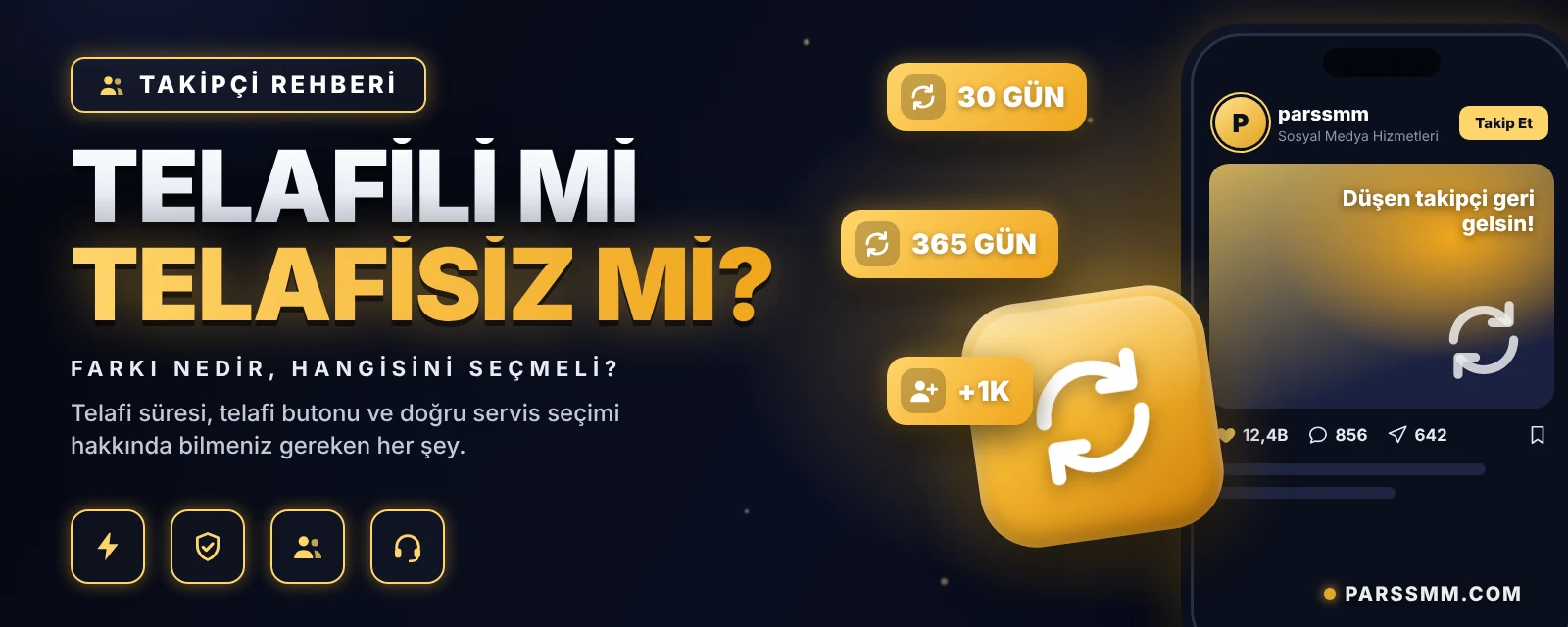 Telafili ve Telafisiz Takipçi Farkı Nedir? 2026 Rehberi | ParsSMM