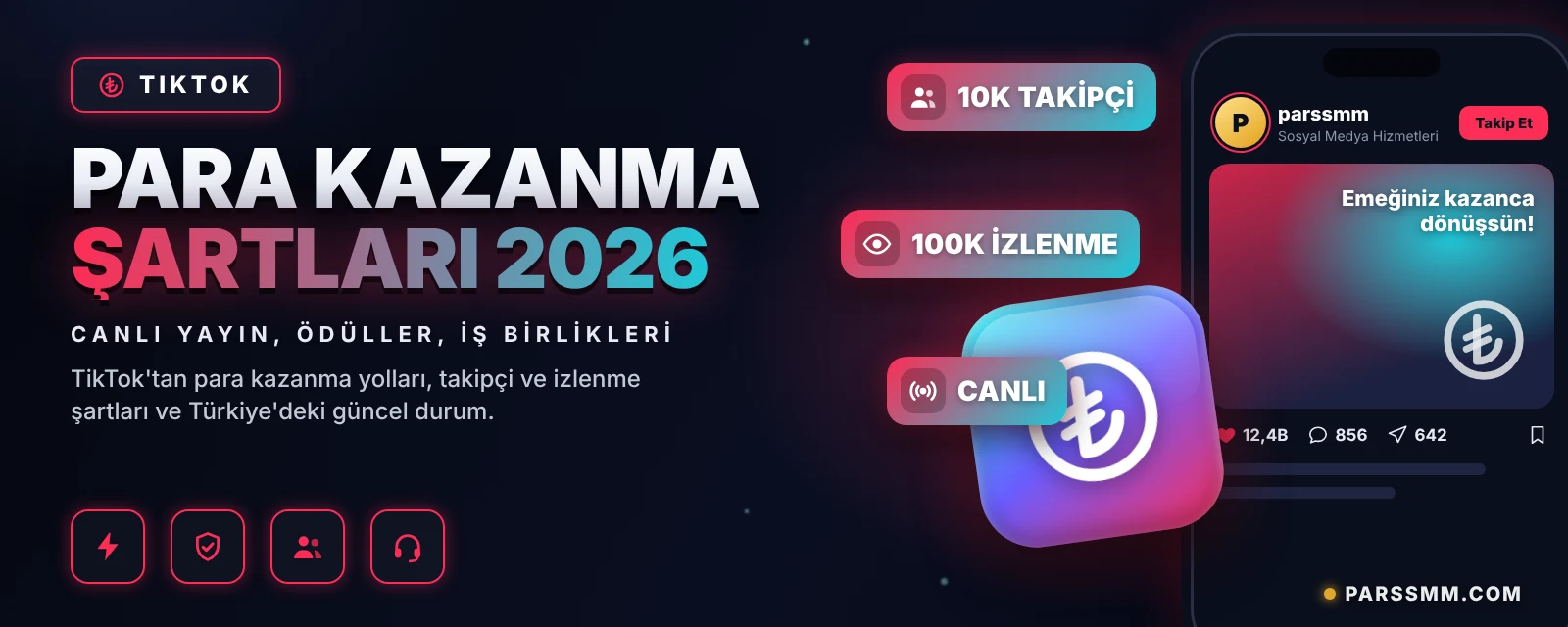 TikTok Para Kazanma Şartları 2026 – Güncel Rehber | ParsSMM