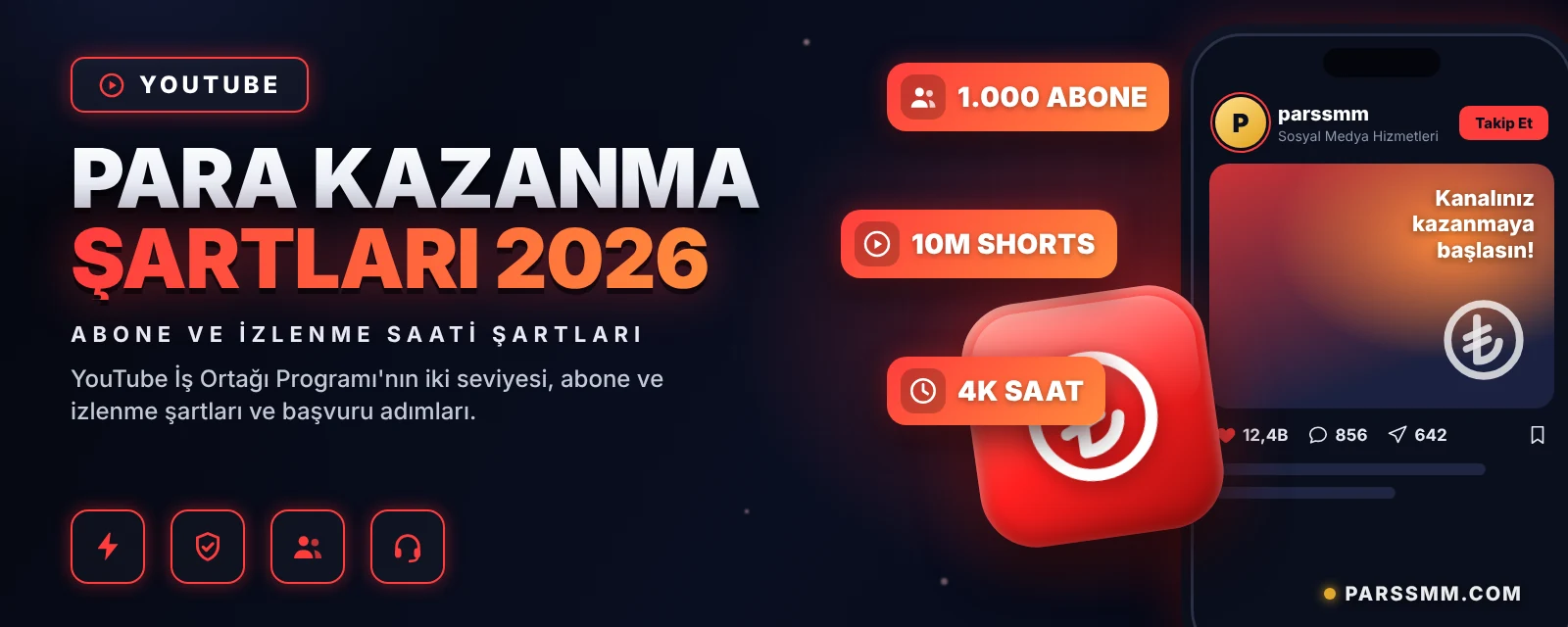 YouTube Para Kazanma Şartları 2026 – Güncel Rehber | ParsSMM